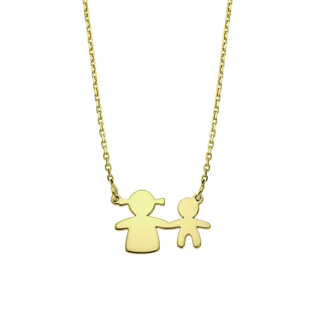 Necklace Mother&Son pendant in yellow gold - Necklace