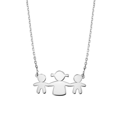 Necklace Mother&Sons pendant in white gold - Necklace