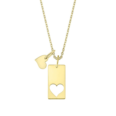 Pendant Big and Small Heart, in yellow gold - zeaetsia