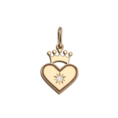 Pendant Royal Heart with white diamond, in rose gold - zeaetsia