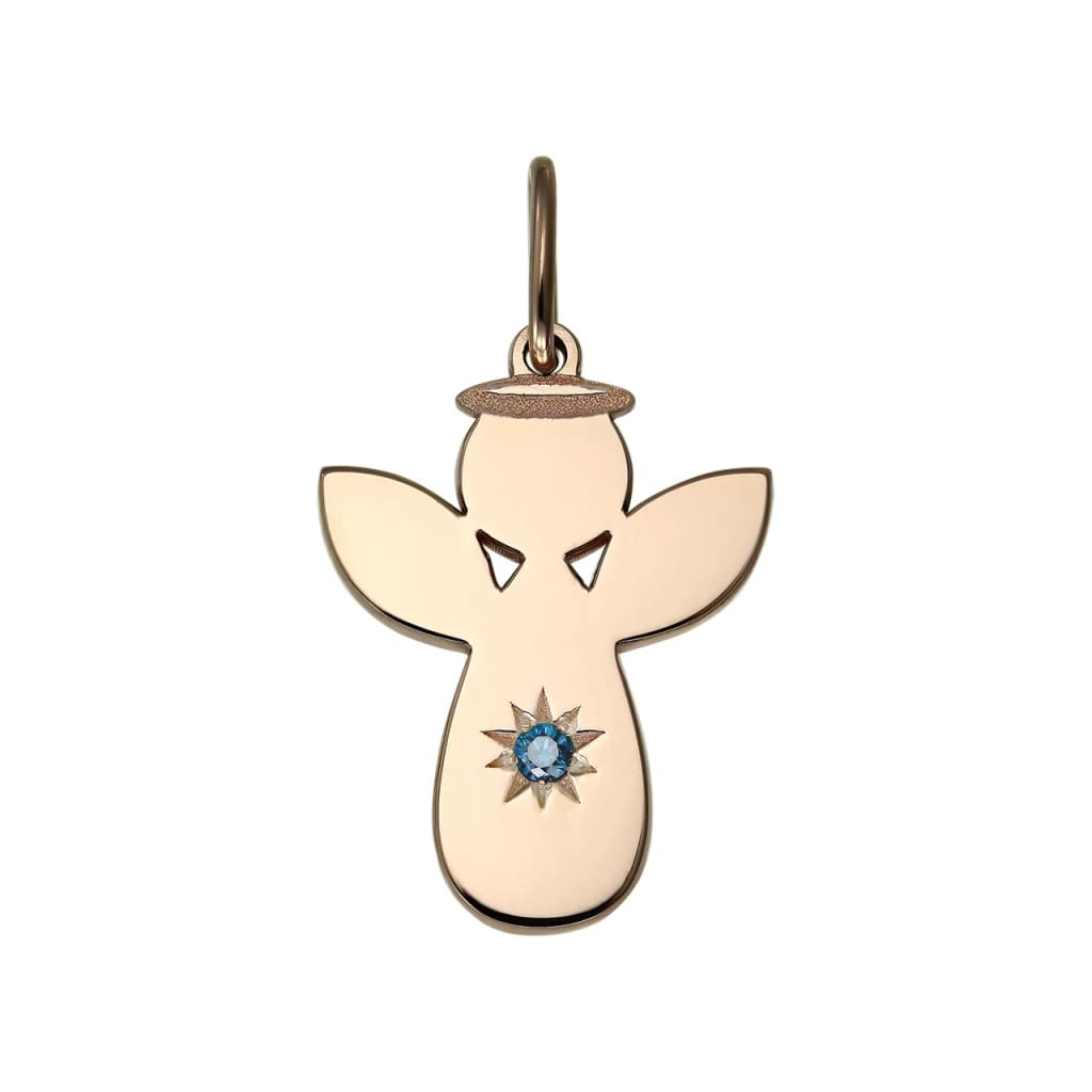 Pendant Angel with blue diamond in rose gold - Pendant
