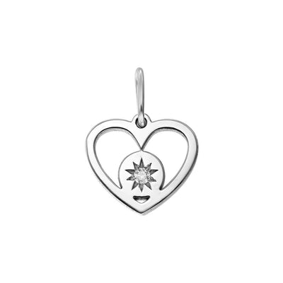 Pendant Circle in a Heart with white diamond in white gold -