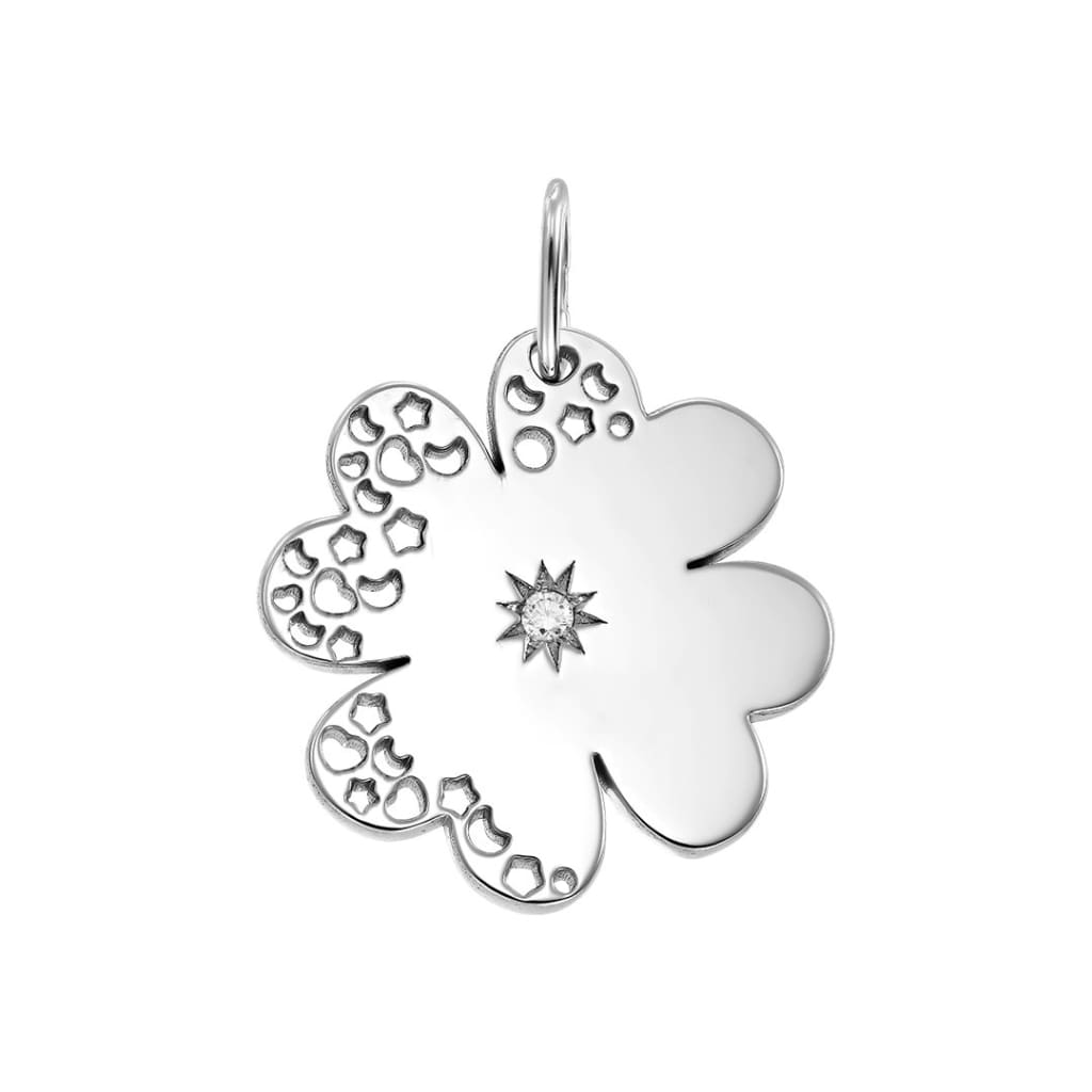 Pendant Clover Big Constellation with white diamond in white