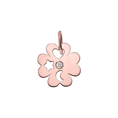 Pendant Clover Mini Constellation with white diamond in rose