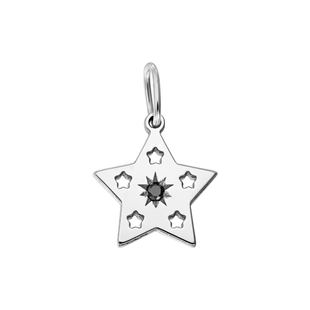Pendant Constellation Star with black diamond in white gold