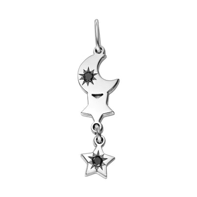 Pendant Constellation with black diamonds in white gold -