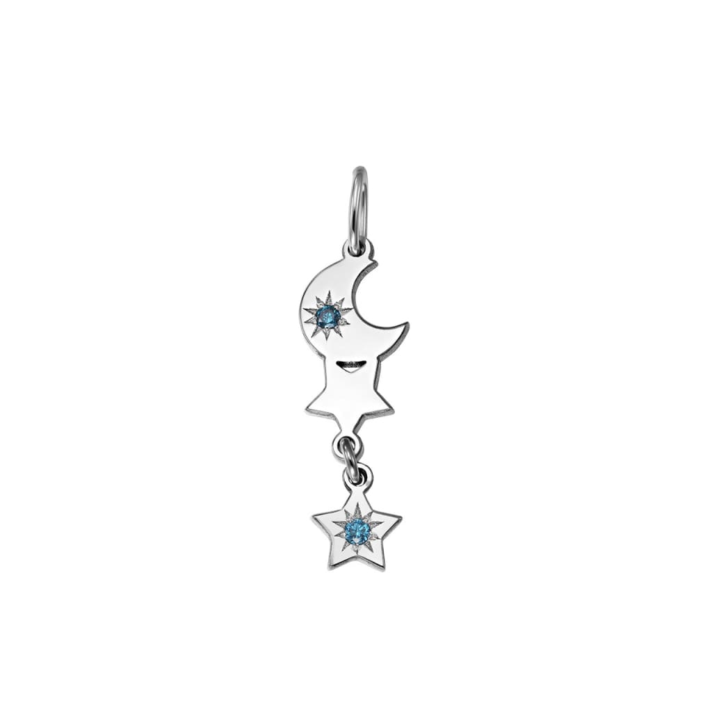 Pendant Constellation with blue diamonds in white gold -