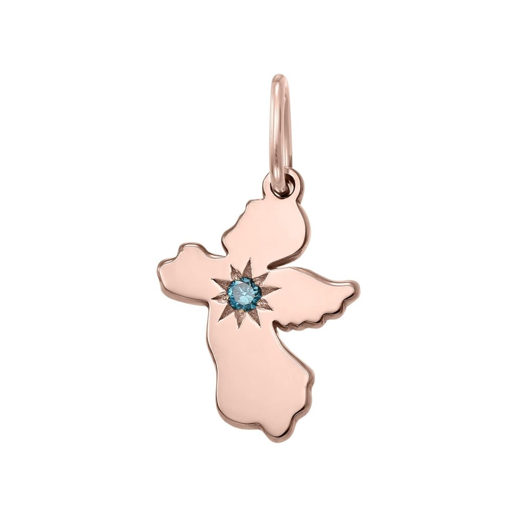 Pendant Guardian Angel with blue diamond in rose gold -