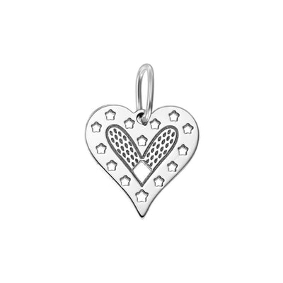 Pendant Heart and Stars in white gold - Pendant