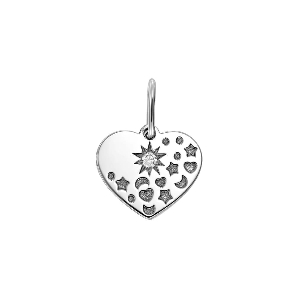Pendant Heart Constellation Engraved with white diamond in