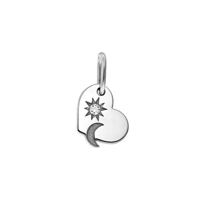 Pendant Heart Under the Moon with white diamond in white