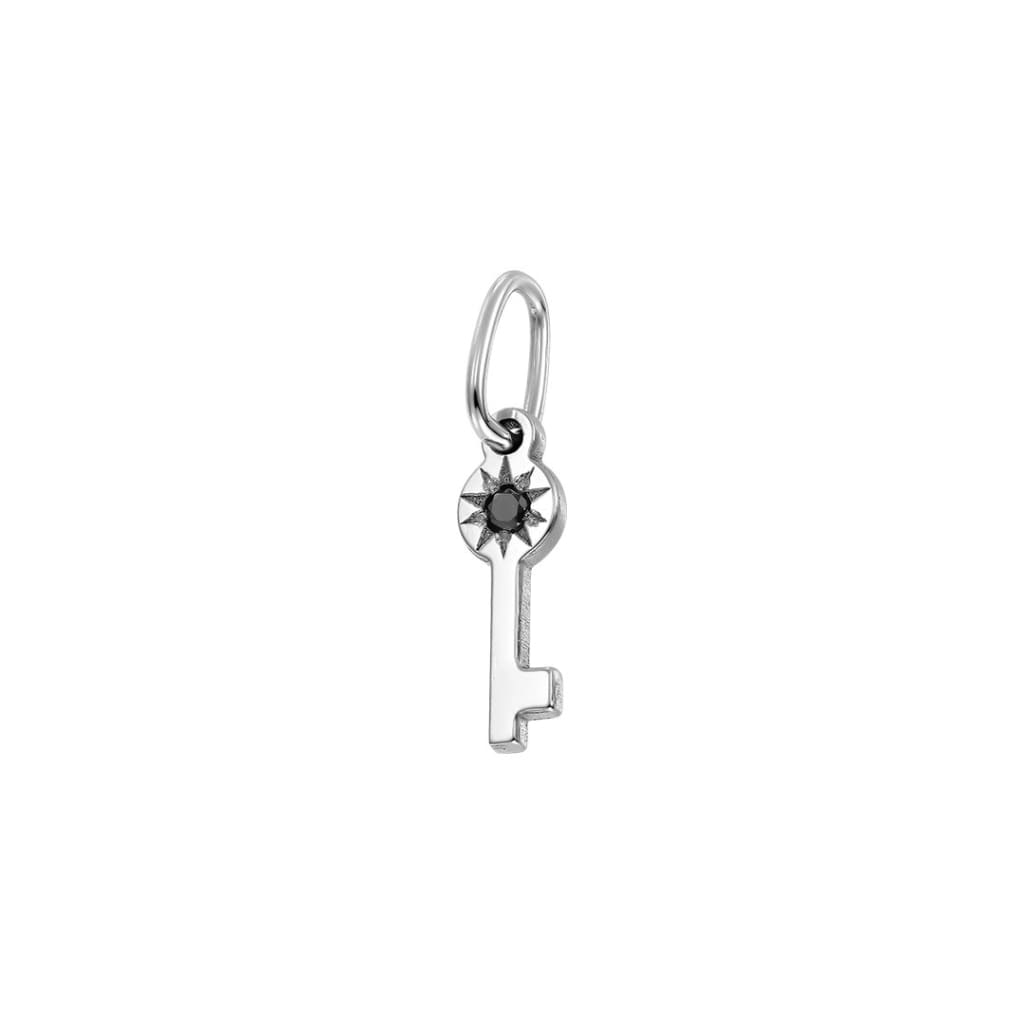 Pendant Key to Heart with black diamond in white gold -