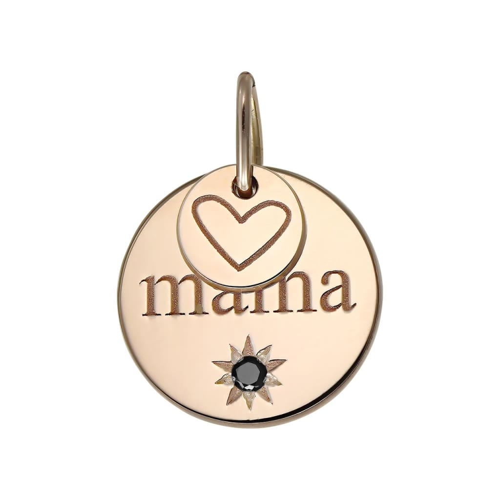 Pendant Love to Mama with black diamond in rose gold -