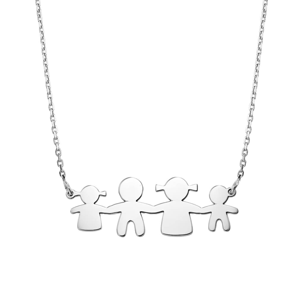 Pendant Mother&Father&Daughter&Son in white gold - Pendant