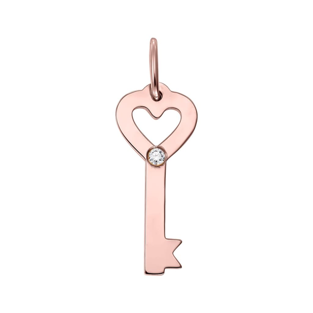 Pendant Perfect Key with white diamond in rose gold -