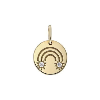 Pendant Rainbow with two white diamonds in yellow gold -