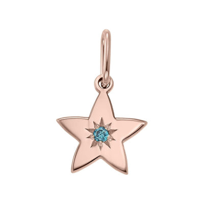 Pendant Shiny Star with blue diamond in rose gold - Pendant