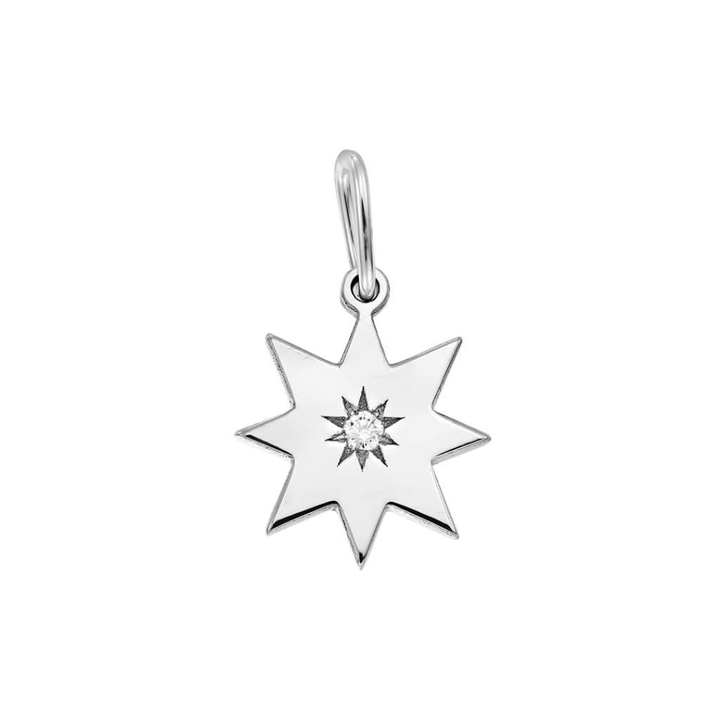 Pendant Sparkling Star with white diamond in white gold -