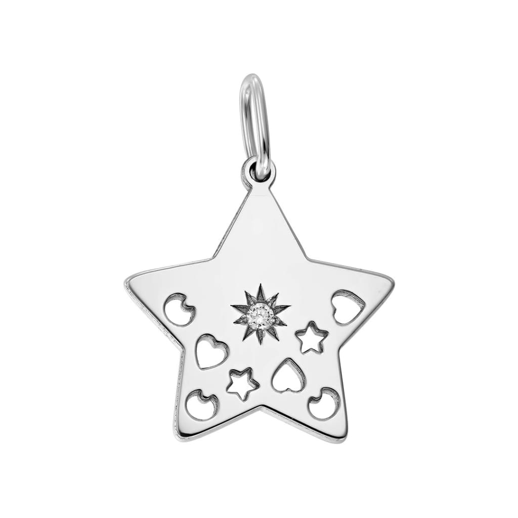Pendant Star Constellation with white diamond in white gold