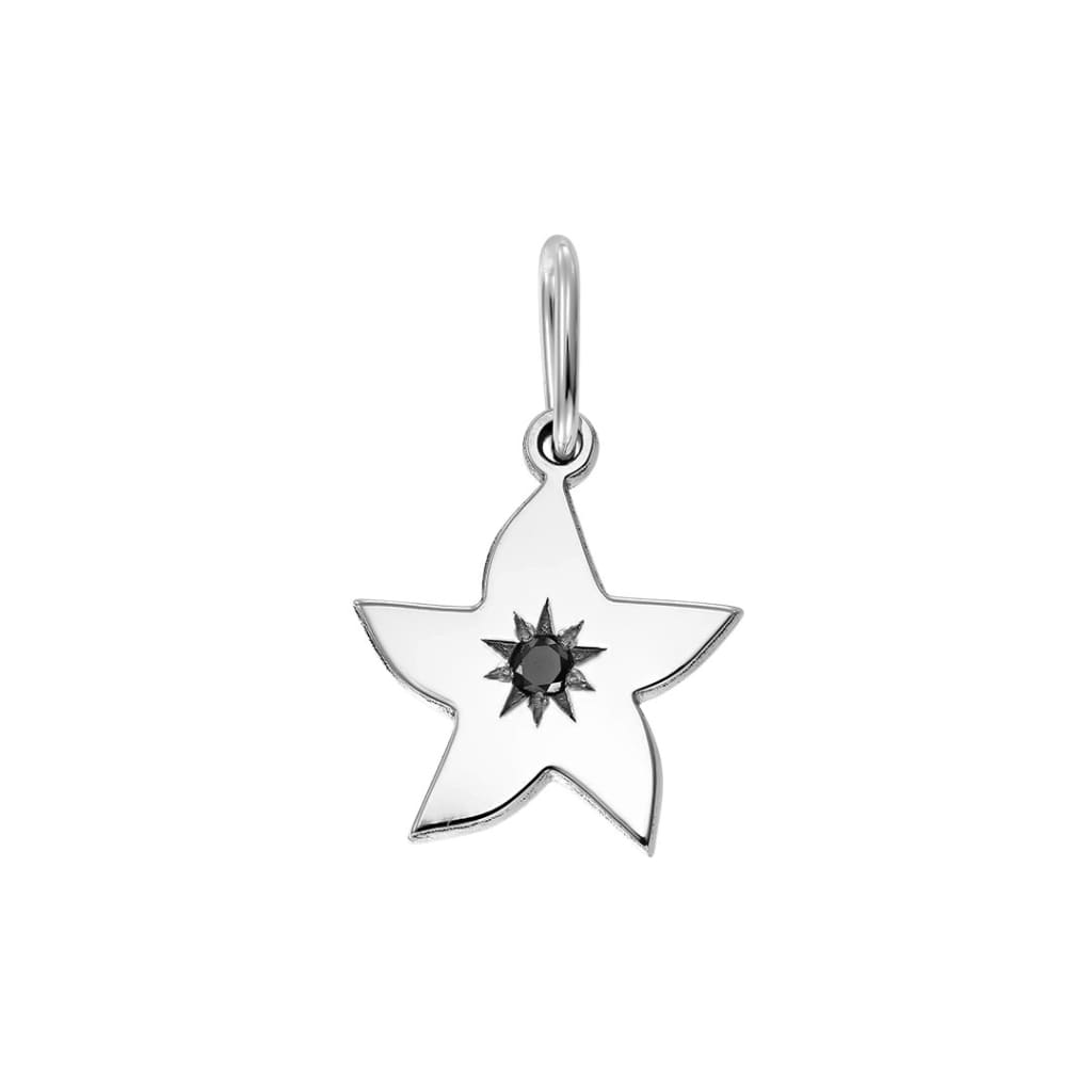 Pendant Starfish with black diamond in white gold - Pendant