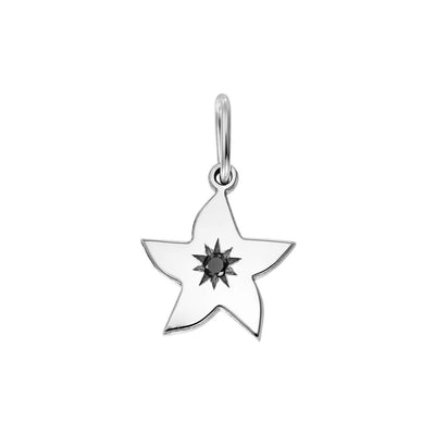Pendant Starfish with black diamond in white gold - Pendant