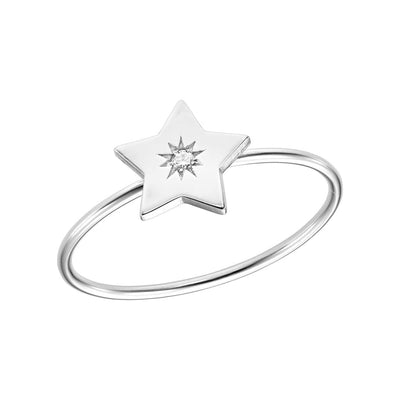 Ring Lucky Star with white diamond in white gold - Rings