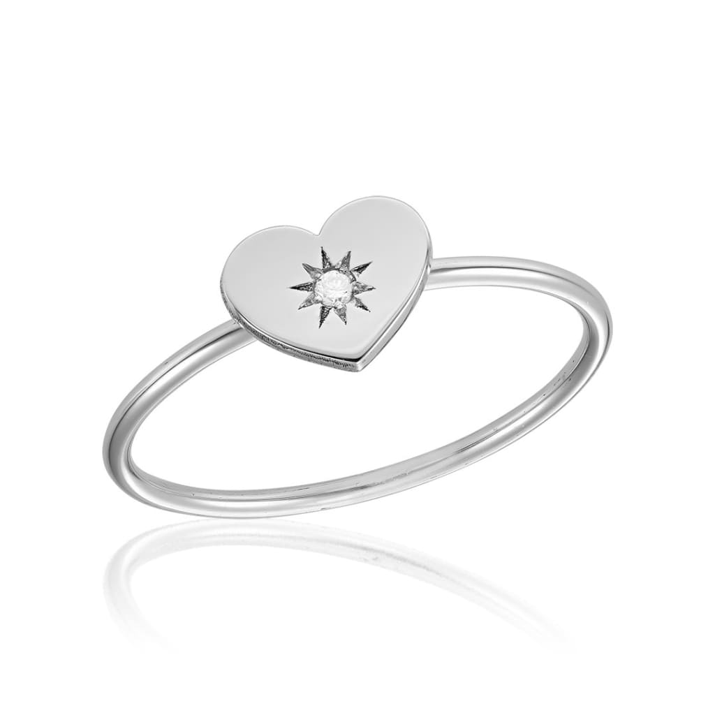 Ring Perfect Heart with white diamond in white gold - Rings