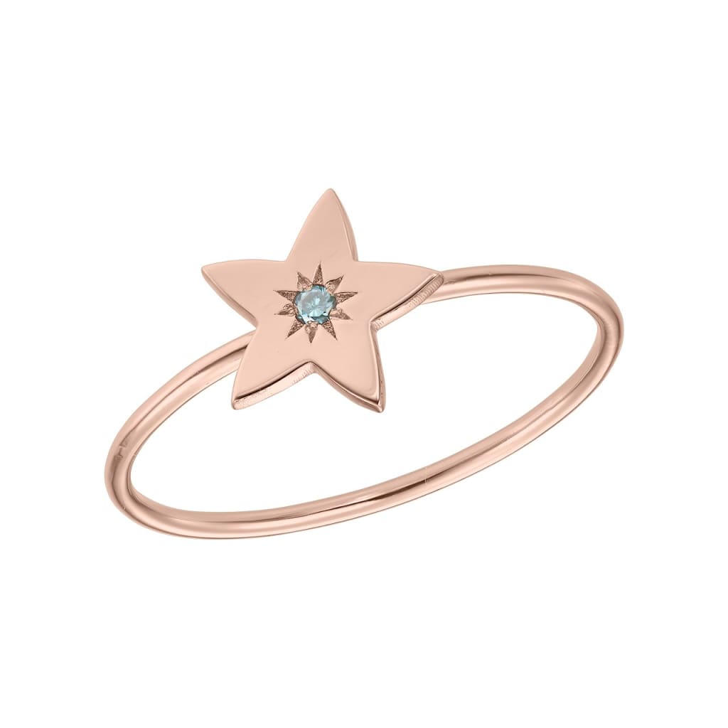 Ring Shiny Star with blue diamond in rose gold - Rings