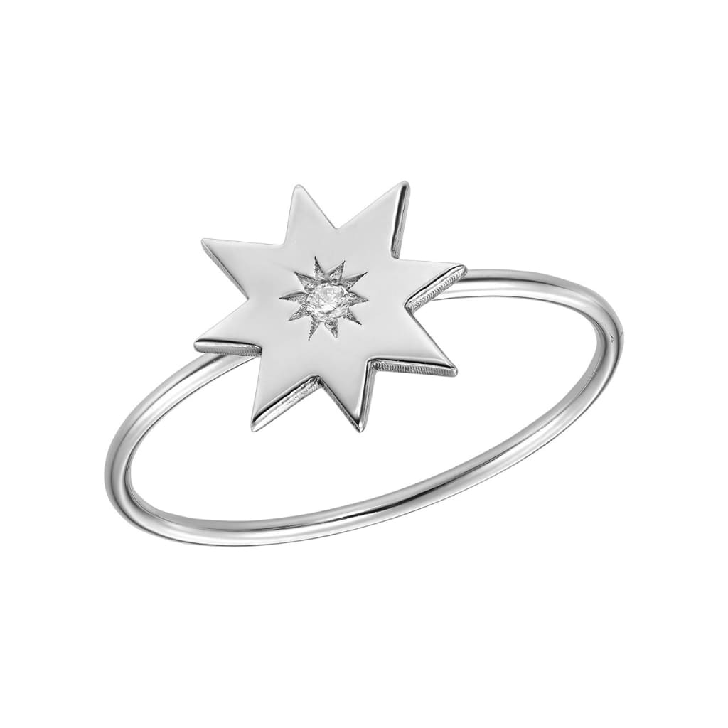 Ring Sparkling Star with white diamond in white gold - Rings