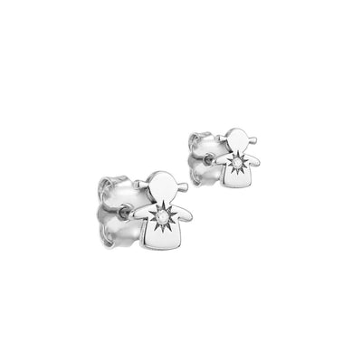 Stud Earrings Baby Girl with white diamonds in white gold -