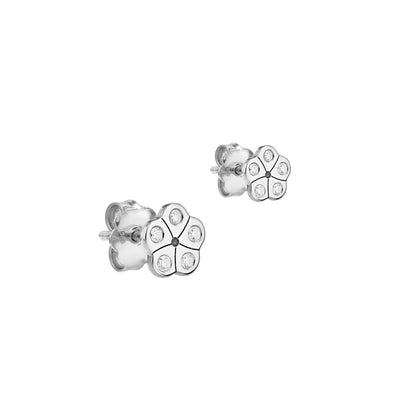 Stud Earrings Forget Me Not with 10 white diamonds in white