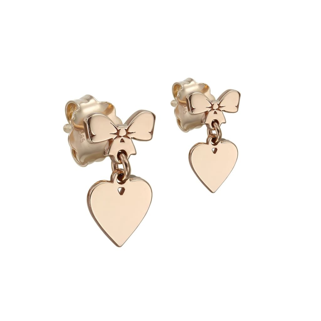 Stud earrings Heart with a Bow in rose gold - Earrings