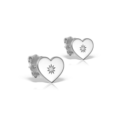 Stud Earrings Listen to Your Heart with white diamonds in