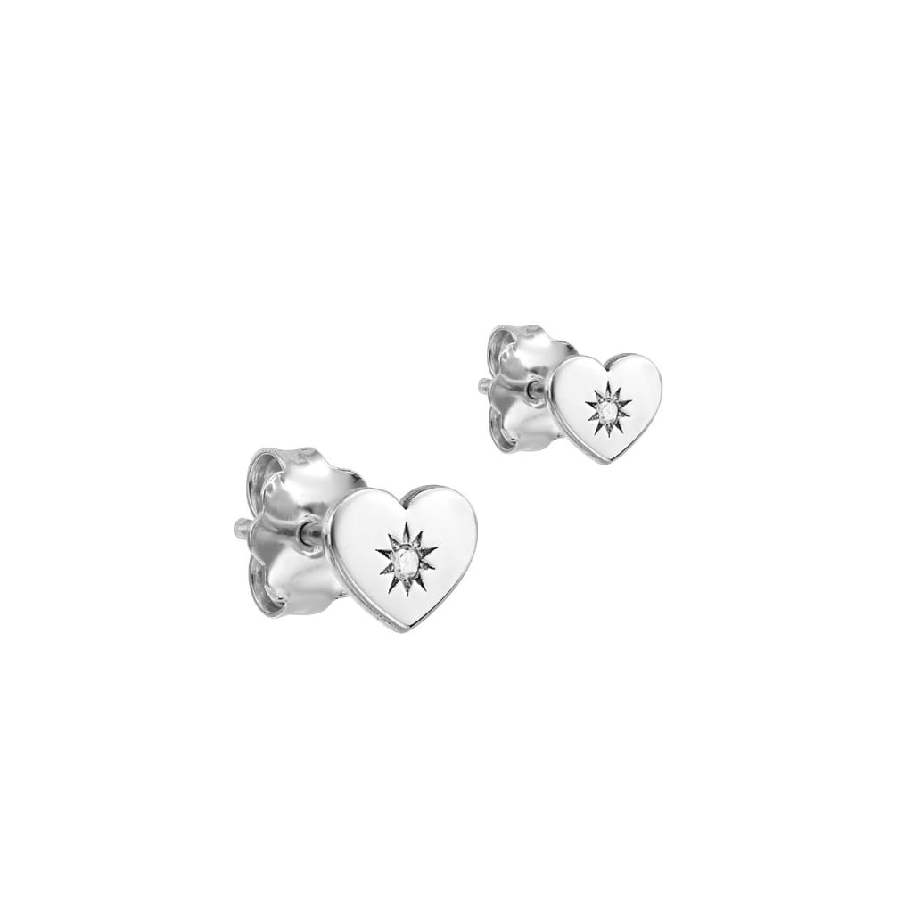Stud Earrings Listen to Your Heart with white diamonds S in