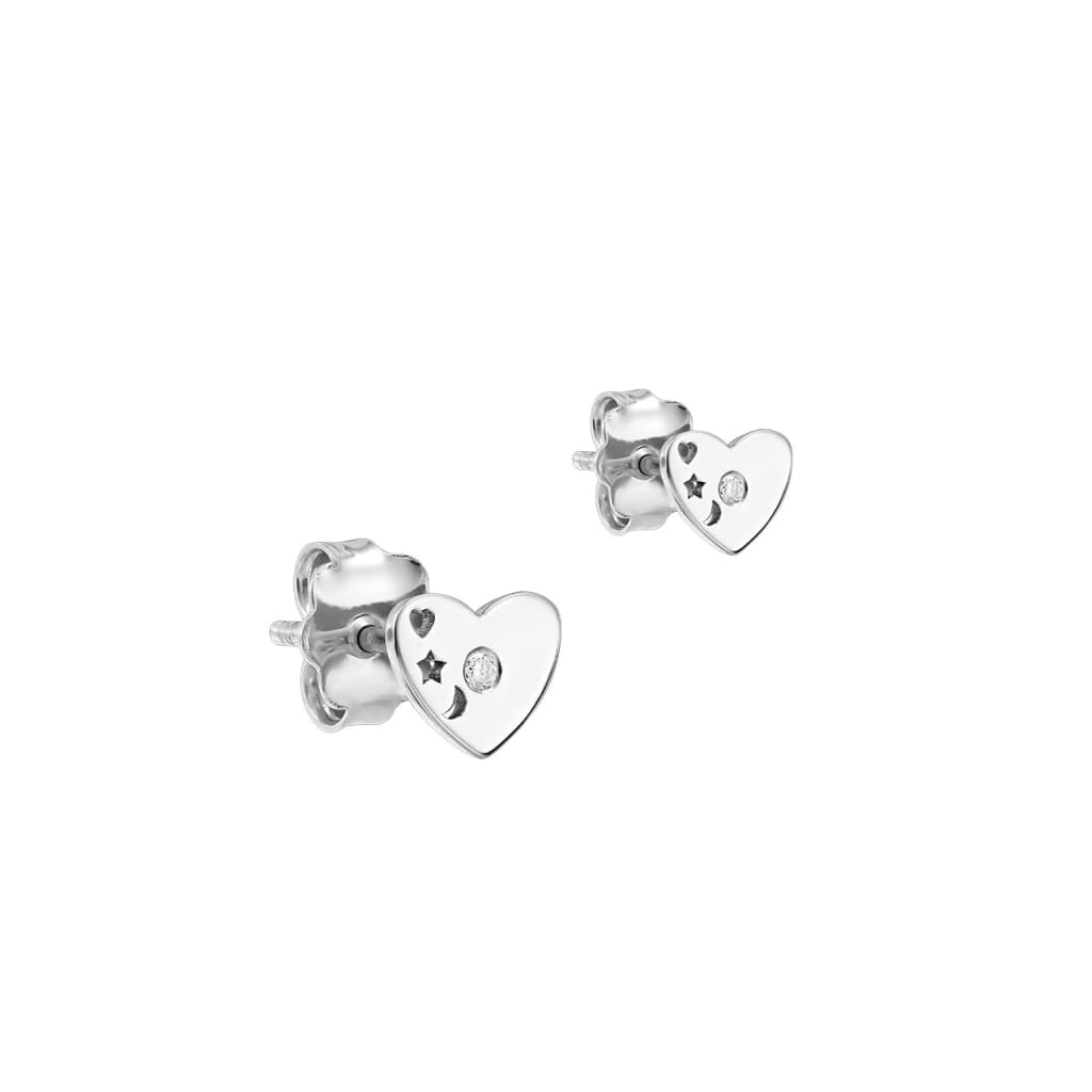 Stud Earrings Love You to the Moon with white diamonds in