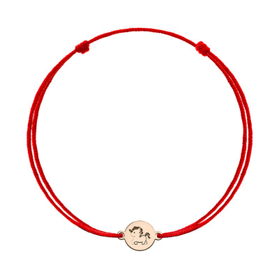 Bracelet on string coin Unicorn, in rose gold - zeaetsia