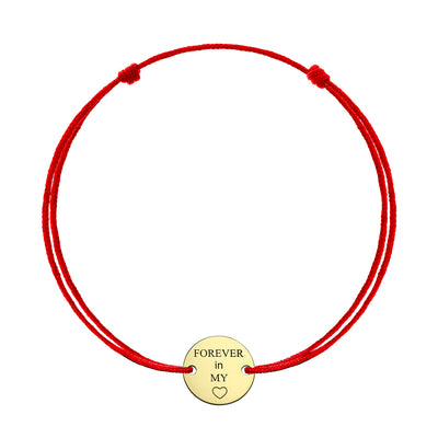 Bracelet on string coin Forever in my 🤍,  in yellow gold - zeaetsia
