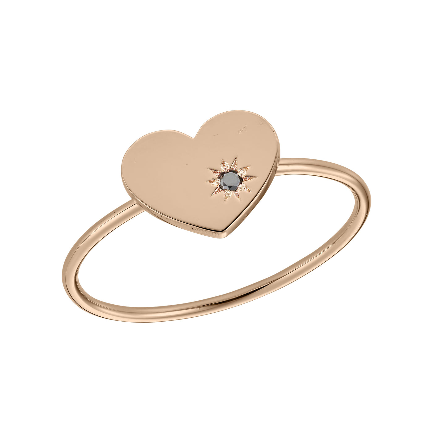 Ring 100% Love with black diamond, in rose gold - zeaetsia